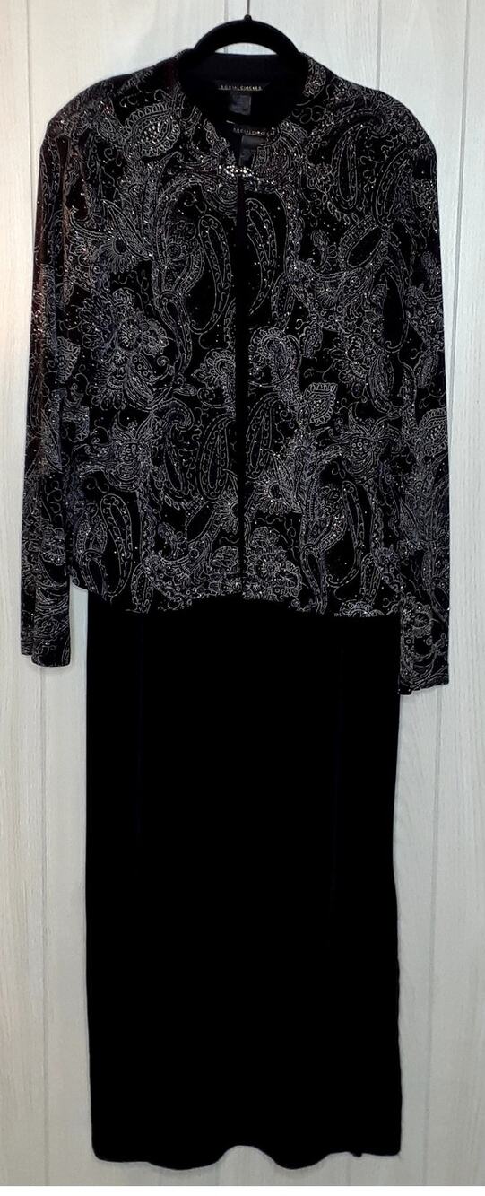 Social Circles 2 Piece Dress Set Size 14 Dress With Jacket Stretchy Black